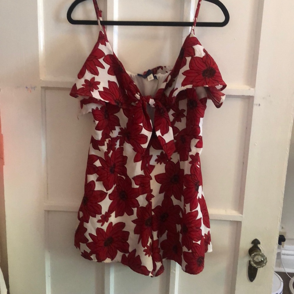 Red floral romper, size large